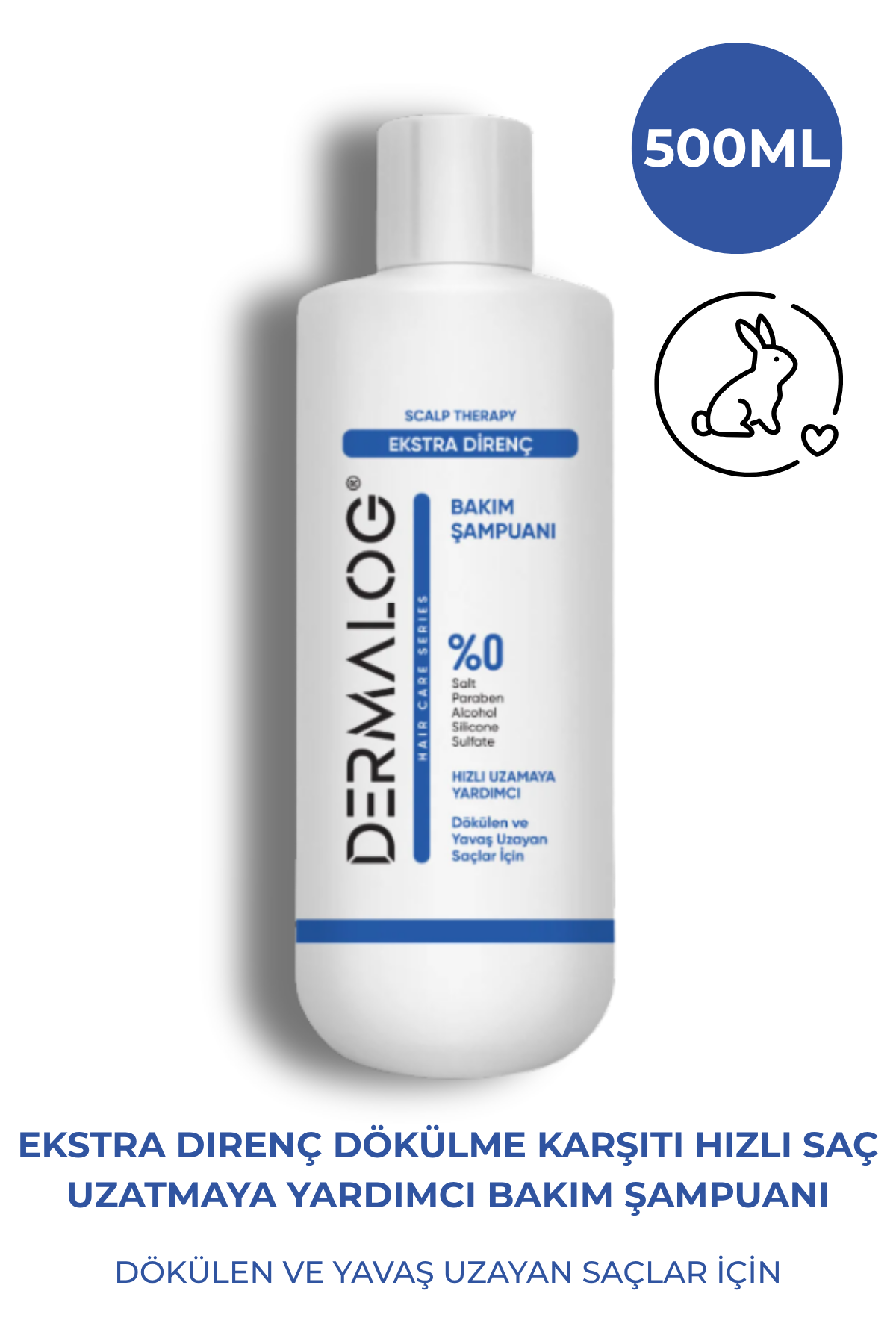 DERMALOG Ekstra Direnç Dökülme Karşıtı Hızlı Saç Uzatmaya Yardımcı Biotin Şampuan 500 ml