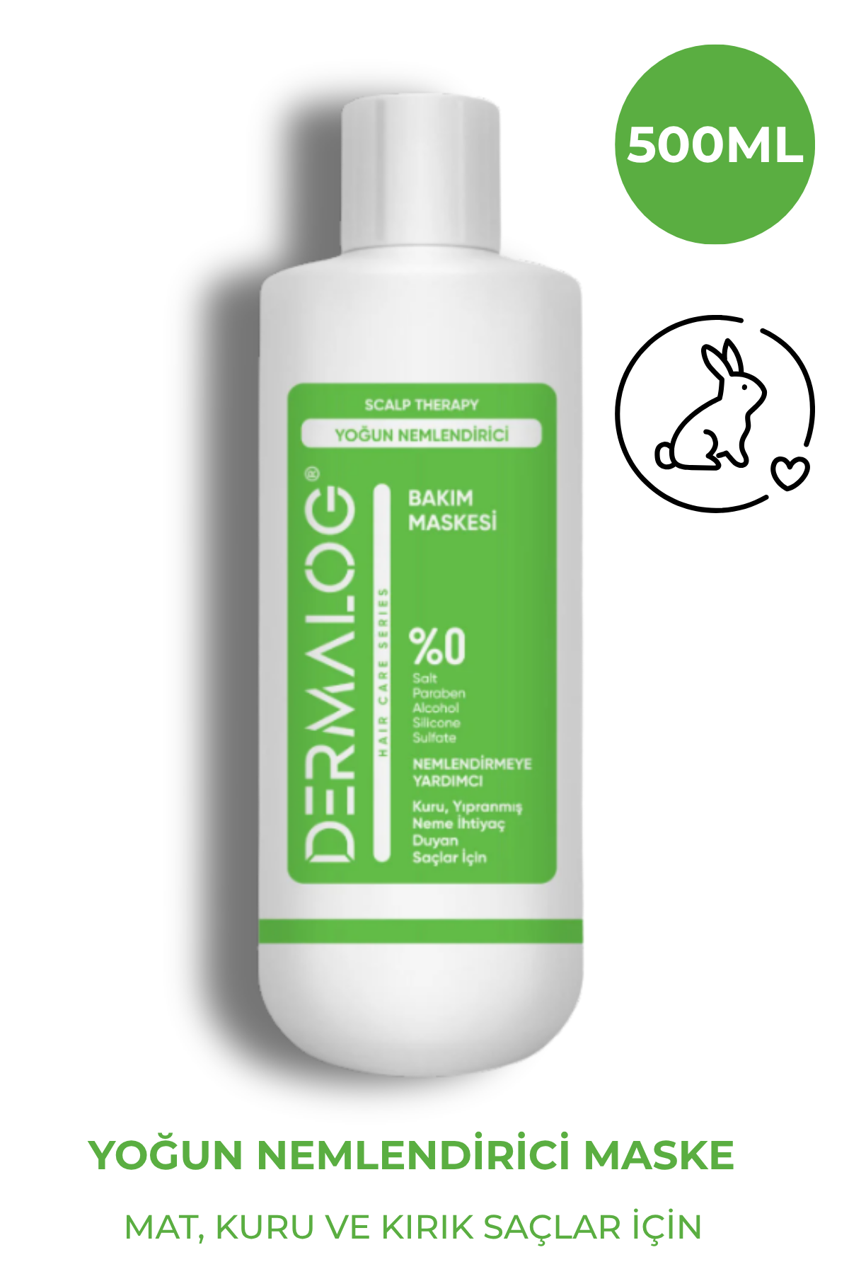 DERMALOG Kuru Yıpranmış Saçlar Için Yoğun Nemlendirici Ve Onarıcı Saç Bakım Maskesi 500 ml