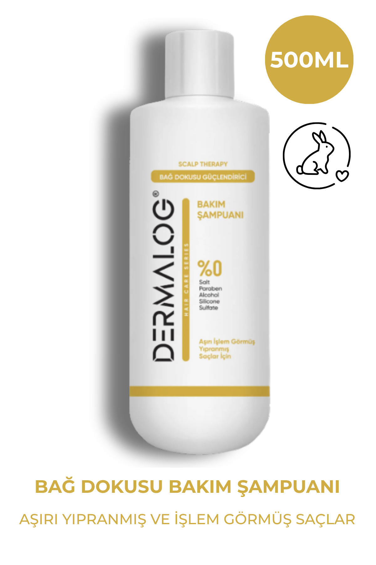 DERMALOG Aşırı Yıpranmış Ve Işlem Görmüş Saçlar Için Bağ Güçlendirici Onarıcı Bakım Şampuanı 500 ml